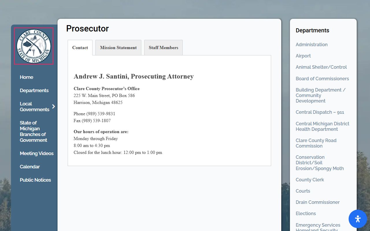 Clare County prosecutor court records after jail arrest office page