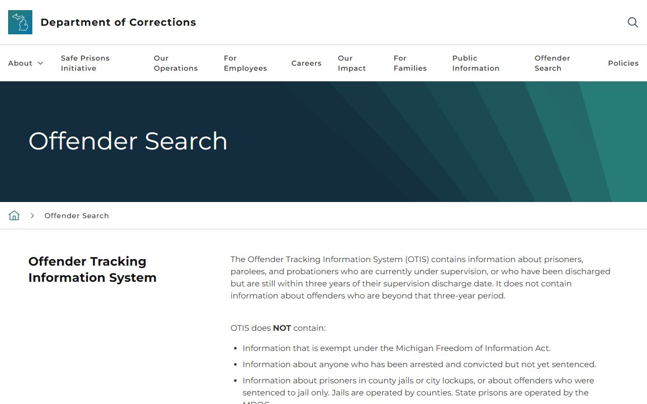 Clare County inmate records MDOC OTIS state prison lookup explanation